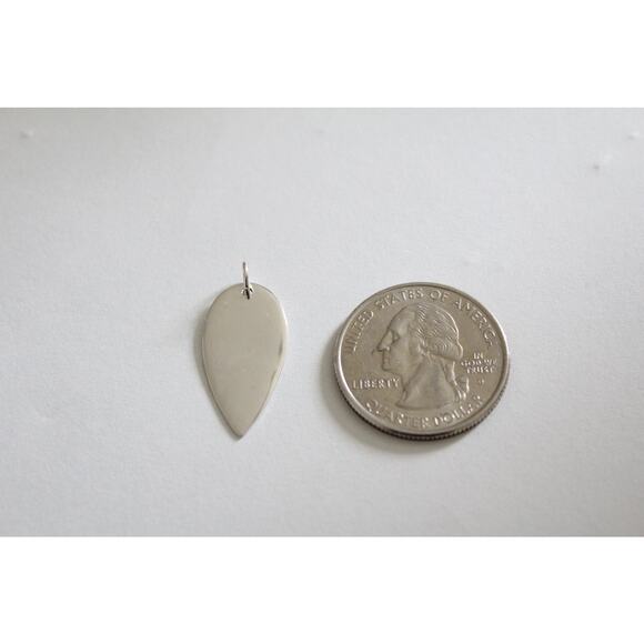 Sterling Silver Teardrop Petal Charm, Textured Petal Charm - Picture 4 of 4